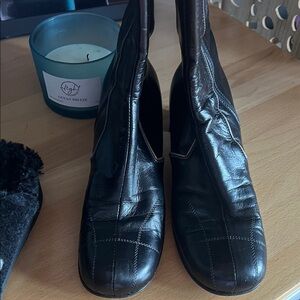 Miu Miu Black Leather Heeled Boots